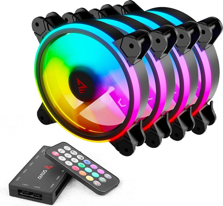Produktbild Savio Wentylator FAN-01 4-pack 120mm ARGB wraz kontrolerem oraz pilotem (120 mm, 1 x)
