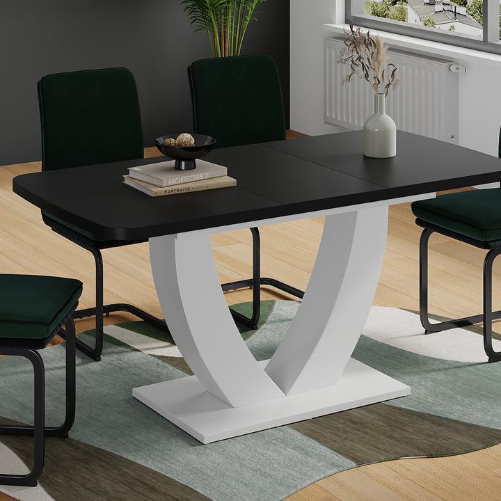 Actual product image Vicco Esstisch Fenaro, Schwarz/Weiss/Weiss, 120 x 80 cm ausziehbar