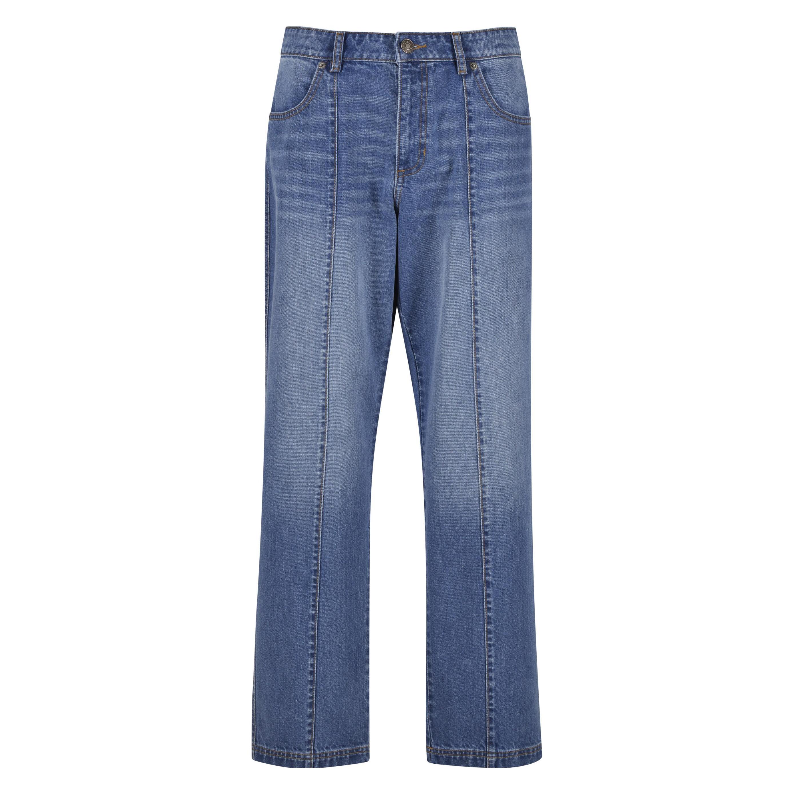 Urban Classics, Herren, Jeans, Wide Leg Denim With Dividing Seams Mid Deep Blue Washed 36, Blau, (36)