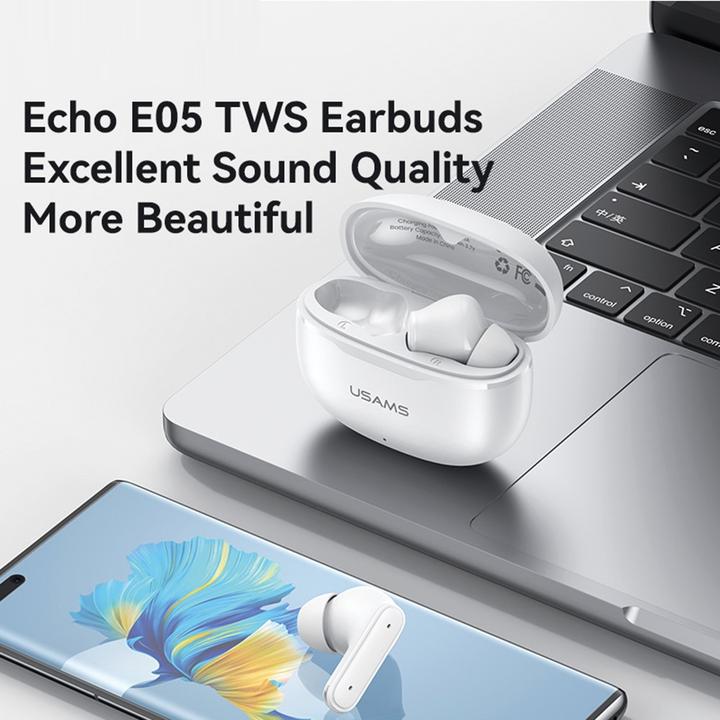 Produktbild Usams E05 TWS earphones Bluetooth 6.0 wireless white (3.50 h, Kabellos)