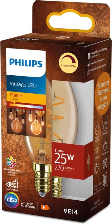 Image du produit Philips Filament-Kerzenlampe Amber 25 W B35 E14 (E14, 270 lm, 1x)