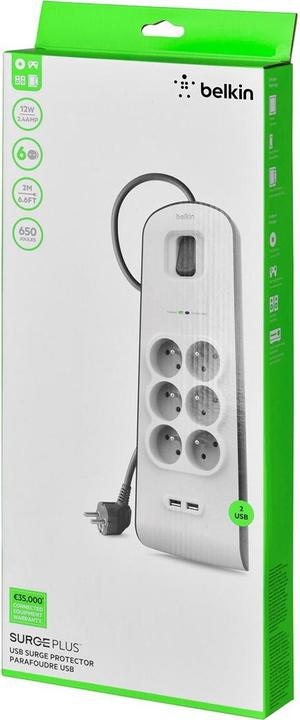 Actual product image Belkin BSV604ca2m White 6 AC outputs 2 m (6 x, CEE 7/5, 2 m)
