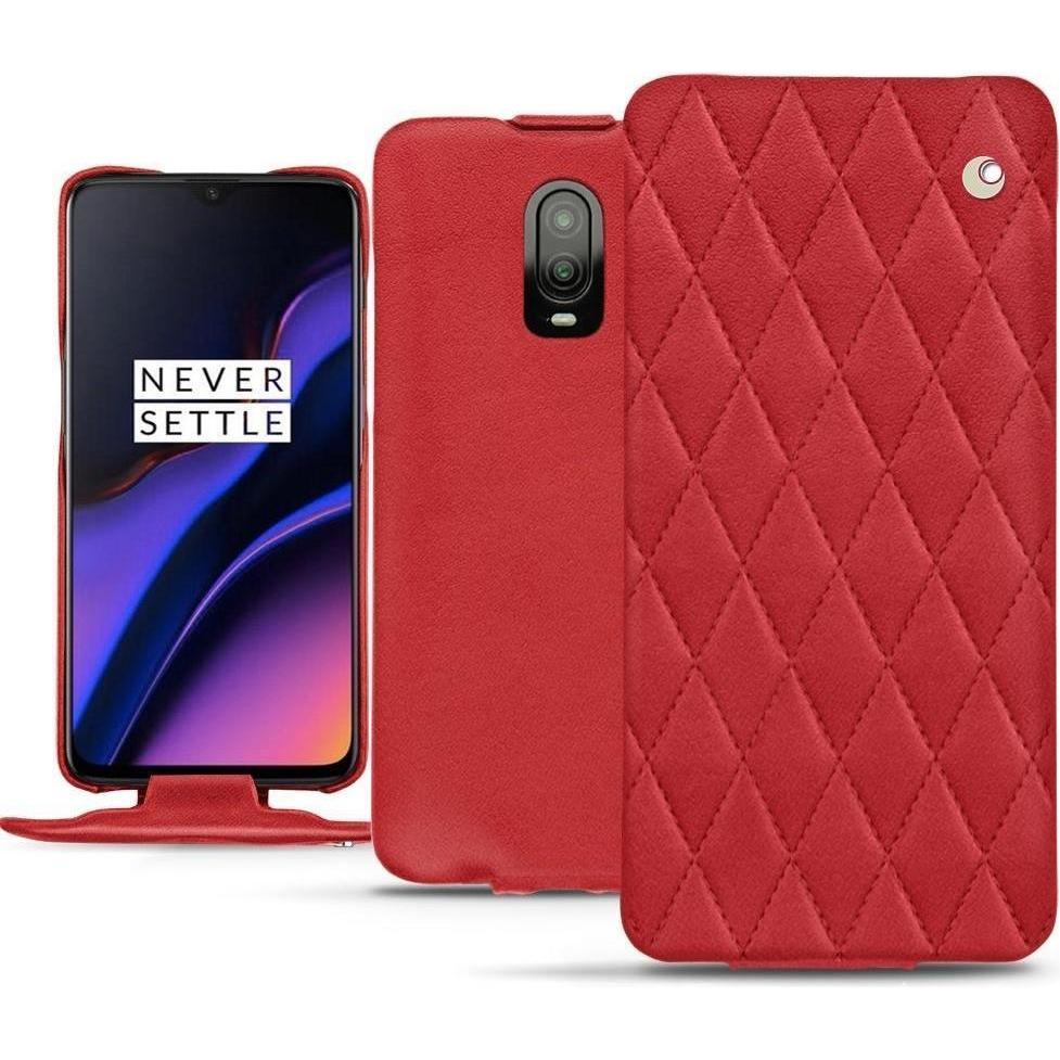 Noreve Lederschutzhülle vertikal (OnePlus 6T), Smartphone Hülle, Rot