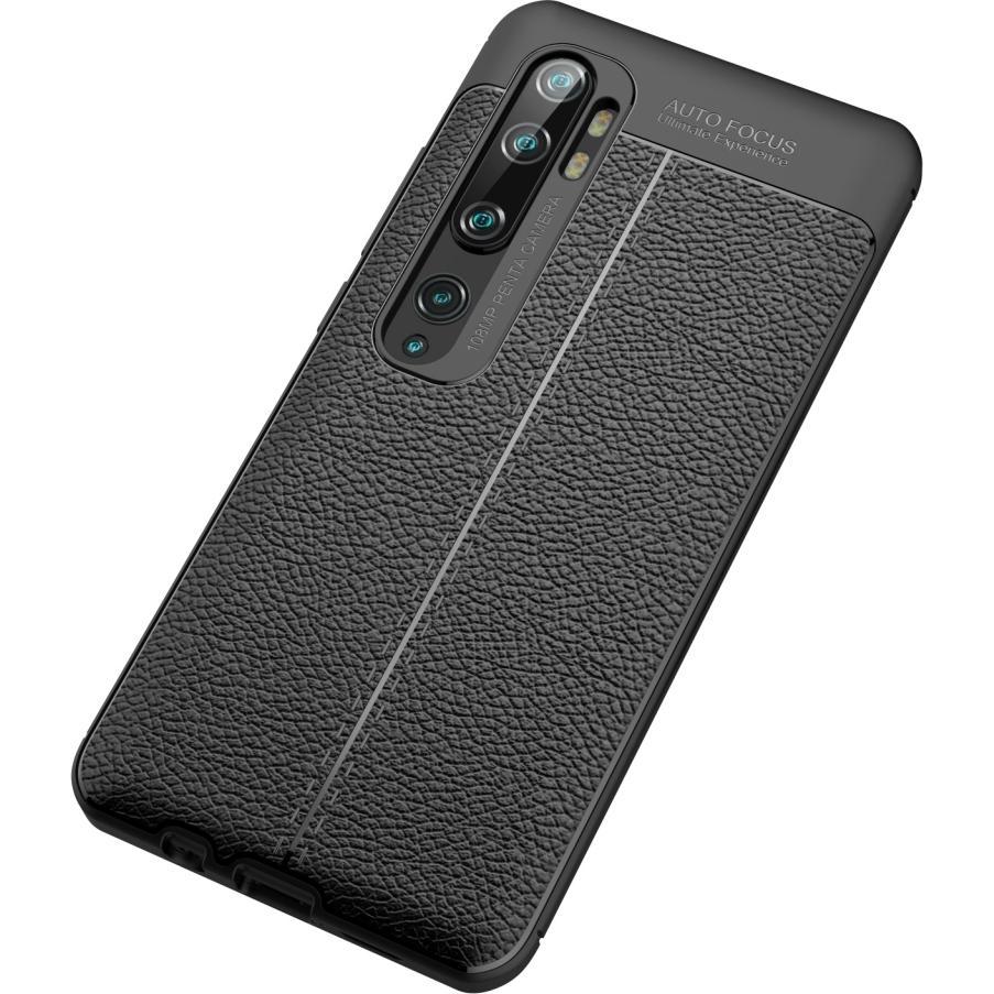 Thumbnail - Screenguard Xiaomi Mi Note 10 Hülle Leather Design TPU Cover (Xiaomi Mi Note 10), Smartphone Hülle, Schwarz