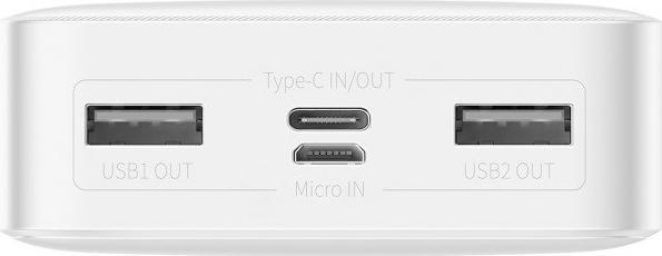 Immagine prodotto Baseus Powerbank Bipow 20000mAh, 2xUSB, USB-C, 15W (bianco) (20000 mAh, 20 W, 74 Wh)