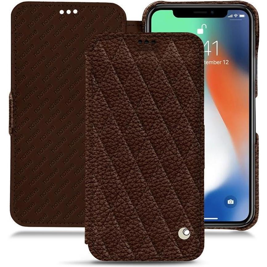 Noreve Lederschutzhülle horizontal (Apple iPhone XR), Smartphone Hülle, Braun