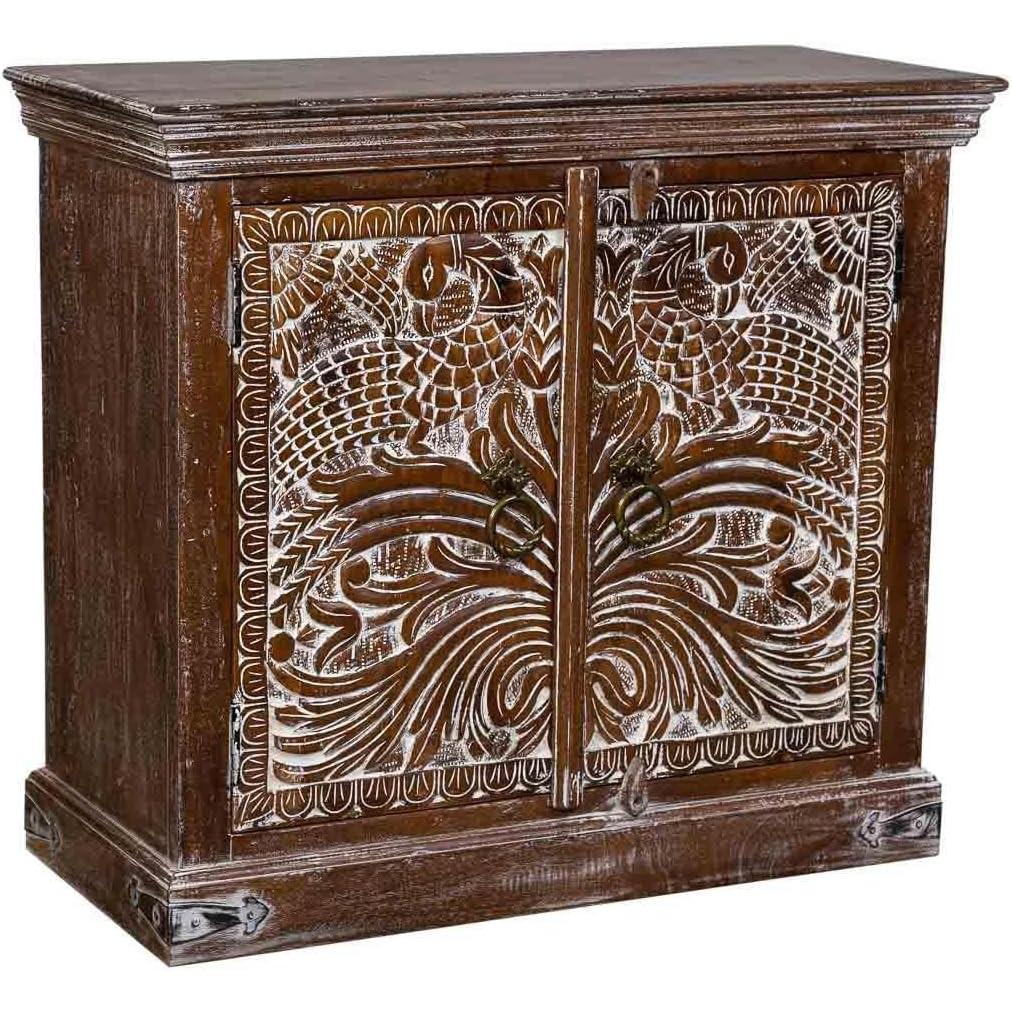 Guardaroba + Appendiabiti, Recibidor De Madera Acabado Artesanal met 2 Puertasmarro