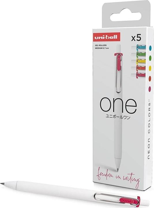 Produktbild Uni-ball Gel-Roller ONE (Gelb, Hellgrün, Himmelblau, Mandarinorange, Pink, 5x)
