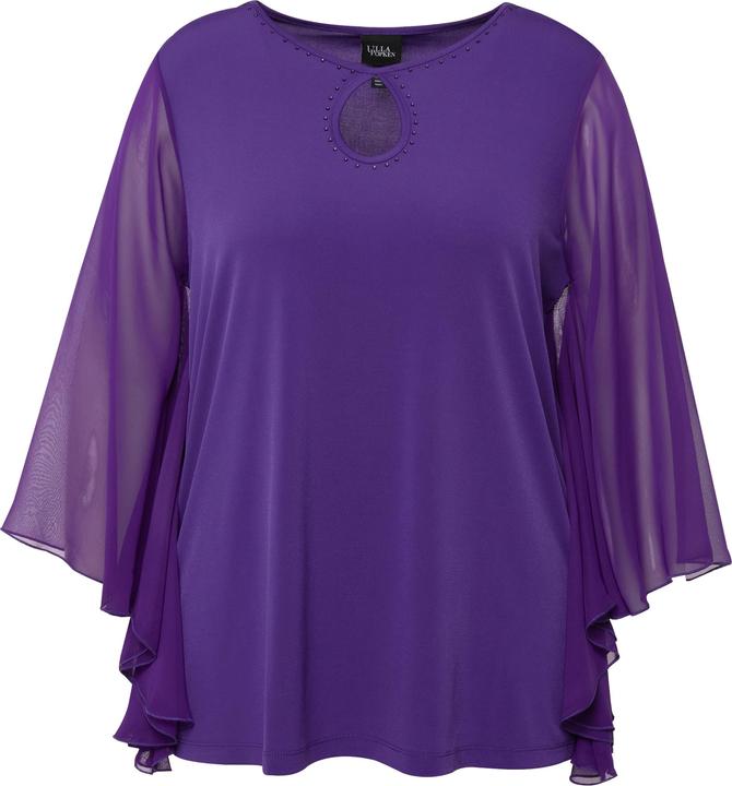 Immagine prodotto Ulla Popken T-shirt con applicazioni, scollo a girocollo e maniche ad aletta in chiffon (46, 48)