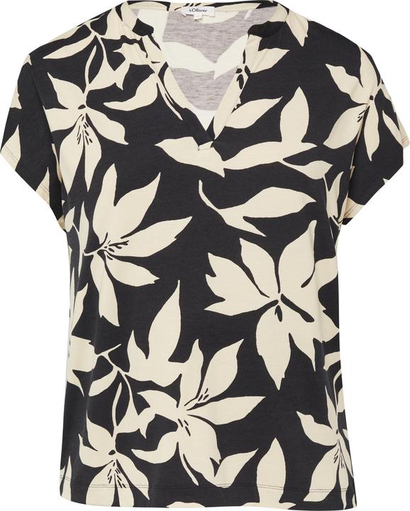 Produktbild s.Oliver Gemustertes Jersey-T-Shirt mit V-Ausschnitt (46)