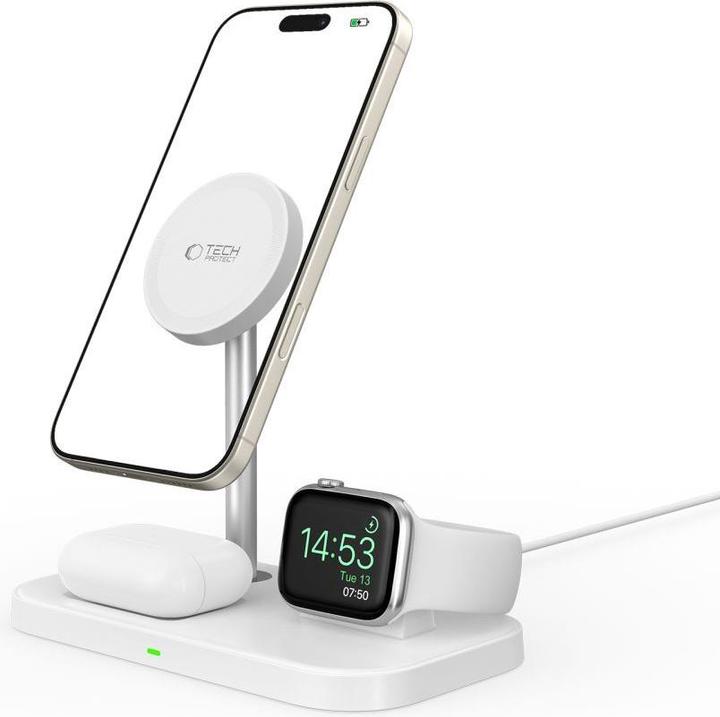 Actual product image Tech-Protect Charger Wireless Charger MagSafe Qi15W A22 3in1 magnetic kabello (15 W)