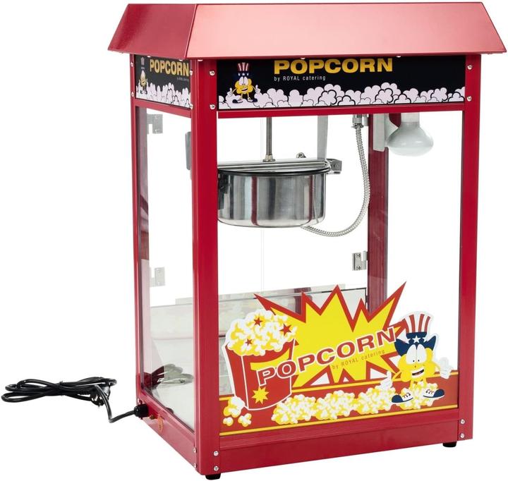 Immagine prodotto Royal Catering Piccola macchina per popcorn - Potenza 1600 W, acciaio inox, vetro temperato, rivestimento in teflon