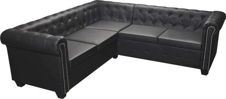 Produktbild vidaXL Chesterfield-Ecksofa 5-Sitzer Schwarz Kunstleder (Ecksofa)