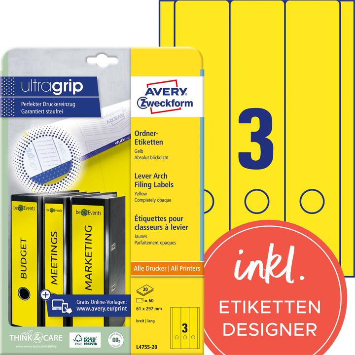 Actual product image Avery Folder labels