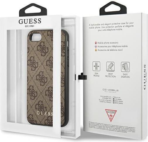 Productafbeelding Guess GUHCI8G4GFBR iPhone SE 2022 / 2020 / 7 / 8 brązowy/bruin hardcase 4G Metaal Gouden Logo (Apple iPhone 7, Apple iPhone 8)