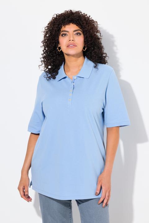 Immagine prodotto Ulla Popken Maglia polo in piqué con abbottonatura con nastro di velluto e mezze maniche (68)