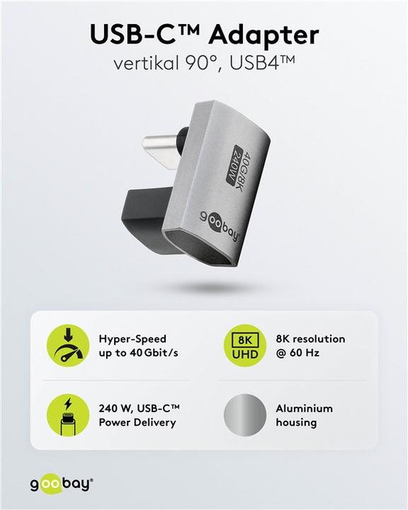 Actual product image Goobay USB-C adapter vertical 90° rotated, USB4 (USB-C, USB-C)