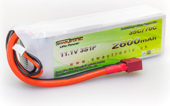 Actual product image Swaytronic LiPo 3S 11.1V 2600mAh 35C/70C T (11.10 V, 2600 mAh)