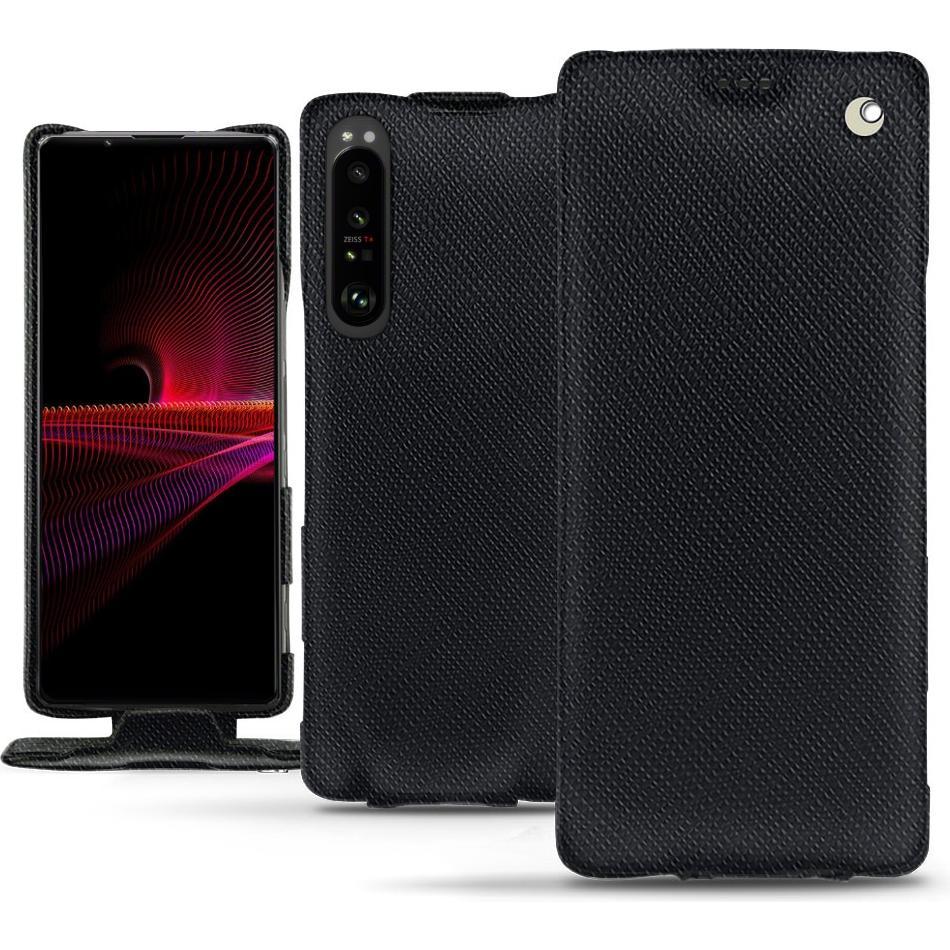 Noreve Lederschutzhülle vertikal (Sony Xperia 1 III), Smartphone Hülle, Schwarz