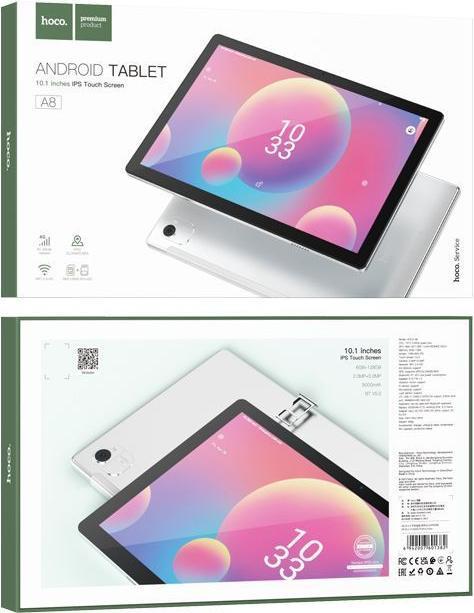 Produktbild Hoco Headphone with microphone tablet 10.1" 6/128GB A8 silver (4G, 10.10", 128 GB, Silver)