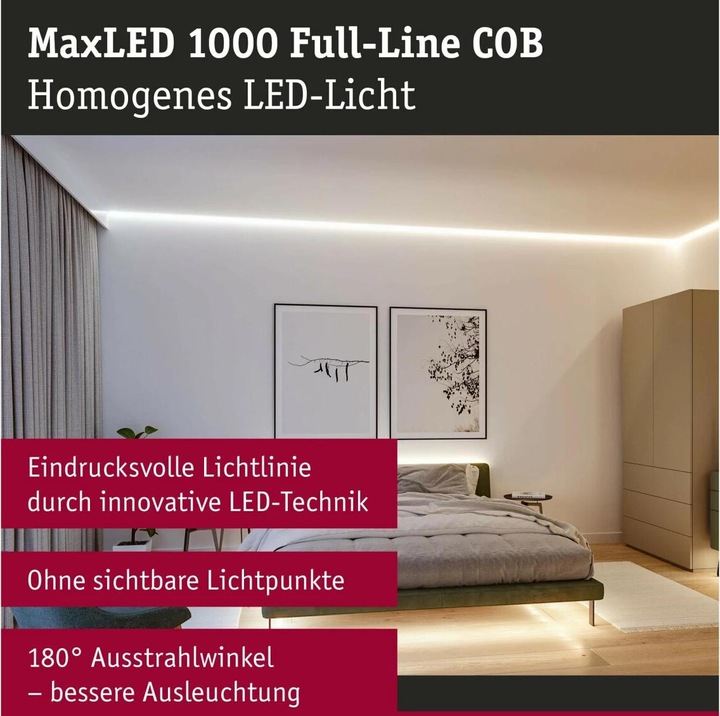 Immagine prodotto Paulmann MaxLED 1000 a riga intera COB a strisce (Bianco freddo, Bianco caldo, Bianco neutro, 250 cm, Interno)