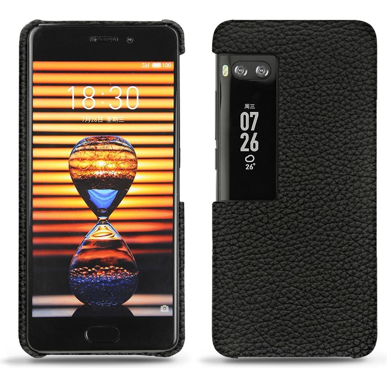 Noreve Lederschutzhülle (Meizu Pro 7 Plus), Smartphone Hülle, Schwarz