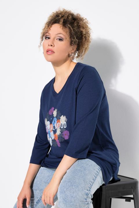 Actual product image Ulla Popken Casual Mood Floral V-Neck Tee (46, 48)