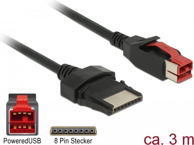 Actual product image Delock 85479 PoweredUSB cable plug 24 V (3 m, USB 2.0, 24 W)
