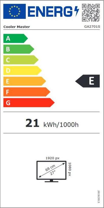 Energy Label Cooler Master GA2701S 27" (1920 x 1080 pixels, 27")