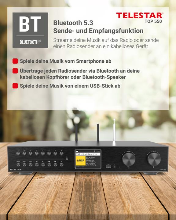 Actual product image Telestar TOP 550 All-In-One system (DAB+, FM, Web radio, Bluetooth, Wi-Fi)