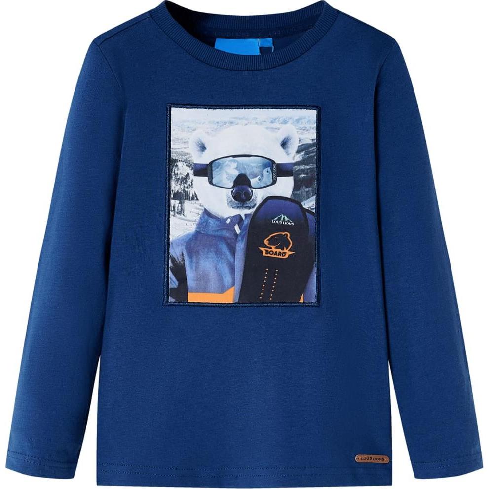 VidaXL, Jungen, Shirt, Kinder-Langarmshirt Jeansblau 128,Material: 100, Blau, (128)
