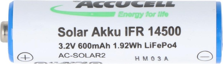 Immagine prodotto Solar Batteria IFR 14500 AA, batteria con testa non protetta (1 pz., AA, 600 mAh)
