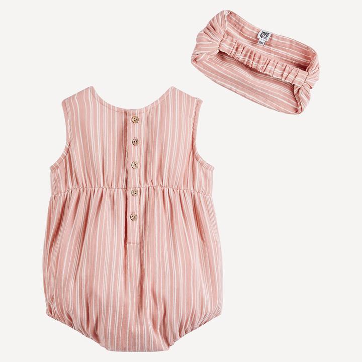 Produktbild La Redoute Collections Zweiteiliges Set aus Strampelanzug und gestreiftem Stirnband (62)