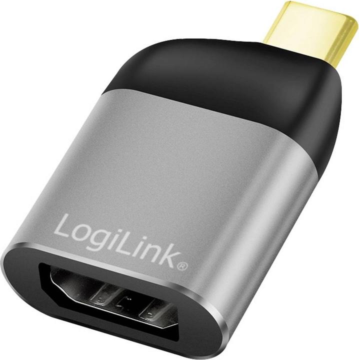 Produktbild LogiLink USB 3.2 Gen2 Type-C-Adapter, USB-C/M zu DP/F, 8K, Alu, schwarz/grau (4 cm)
