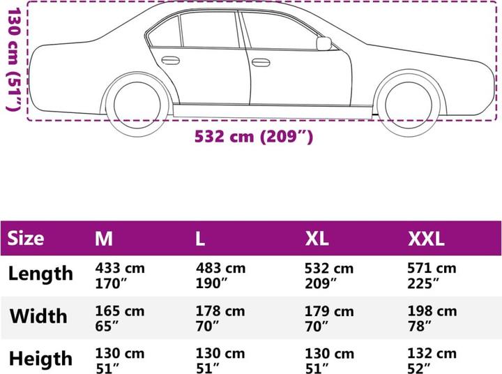 Nutritional values and ingredients vidaXL Car cover for saloon with buckle strap Full