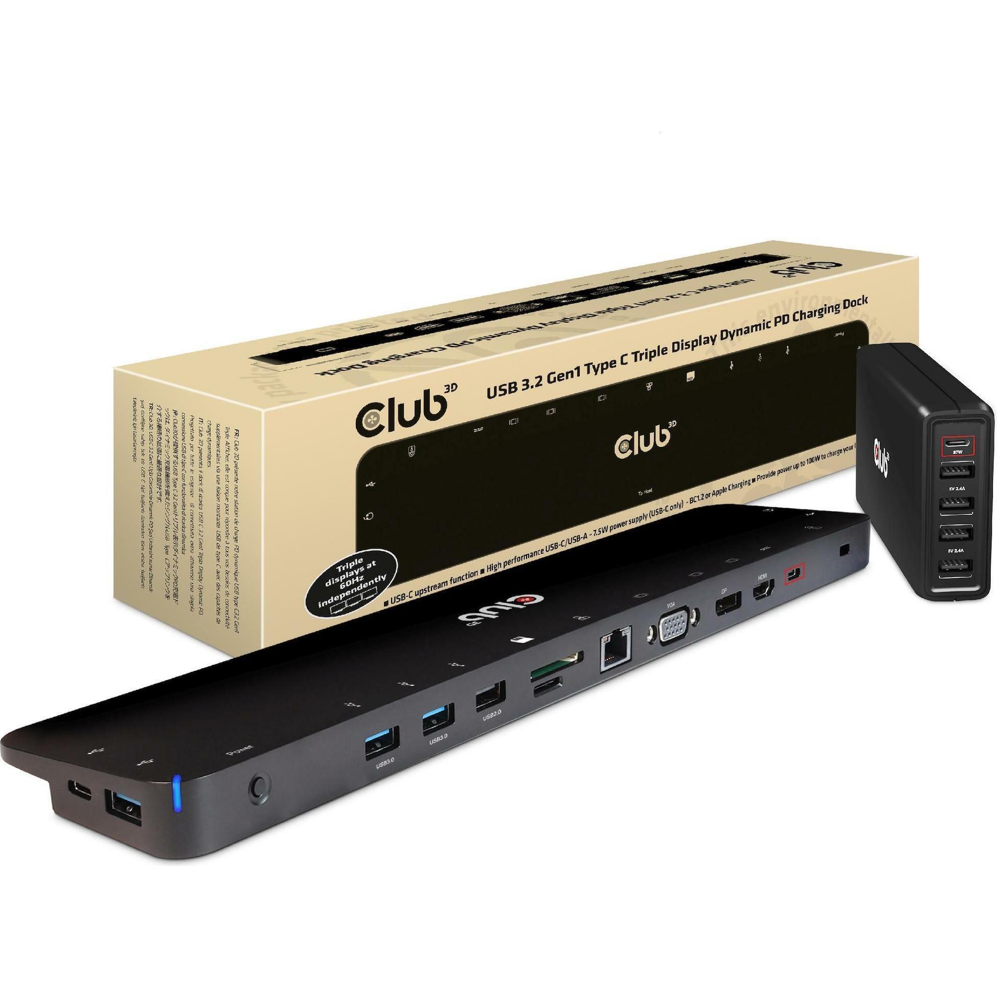 Club 3D CSV-1564W100 (USB-C, 1 Ports), Dockingstation + USB Hub, Schwarz