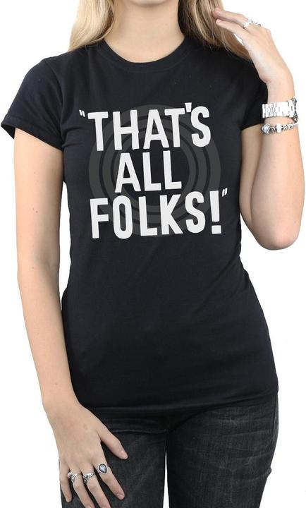 Actual product image Looney Tunes Womens/Ladies That's All Folks Text Cotton T-Shirt (M)