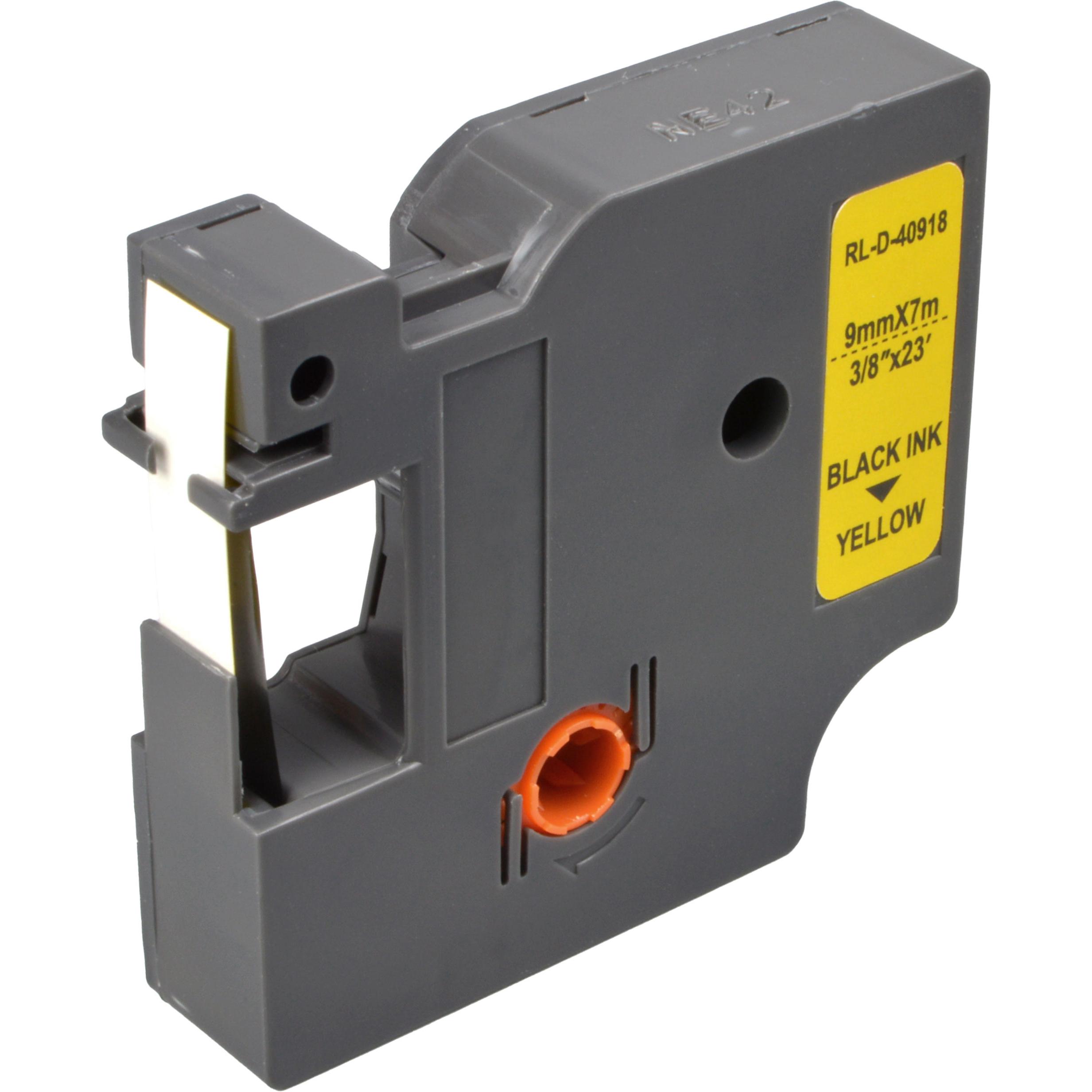 Ampertec, Beschriftungsband, Label Band kompatibel zu Dymo 40918 schwarz auf gelb 9mm x 7m (0.90 cm, Schwarz)
