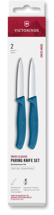 Produktbild Victorinox Swiss Classic, Gemüsemesser Set, 2tlg, 8cm, gerade/wellen, mittelspitz, blau, box (8 cm)