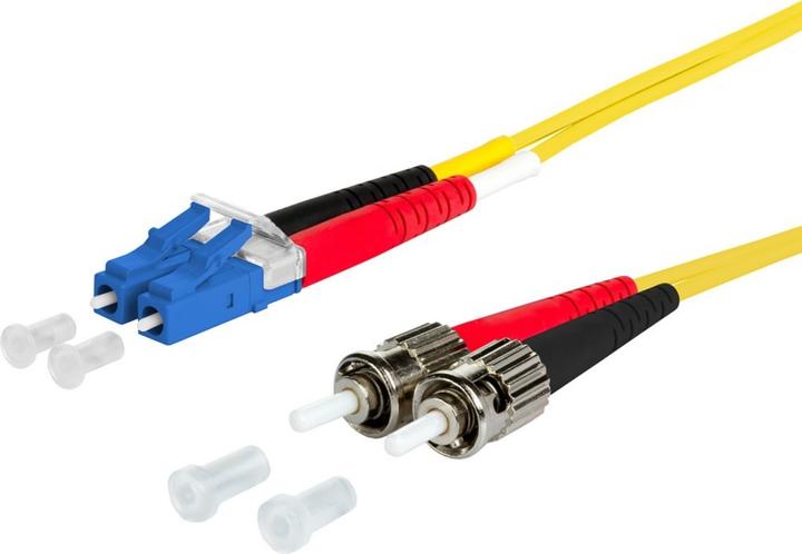 Produktbild Metz Connect 151P1JOAO10E OpDAT Patchkabel OS2 LC-D/2xST SM 1m gelb I-V(ZN)H E9/125 (LSOH, CAT6a, 1 m)