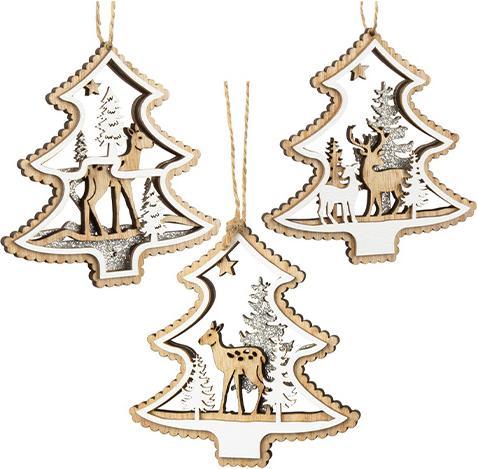 Produktbild Bekos Edler Holz-Baumschmuck mit Intarsien 3-teilig (3x)