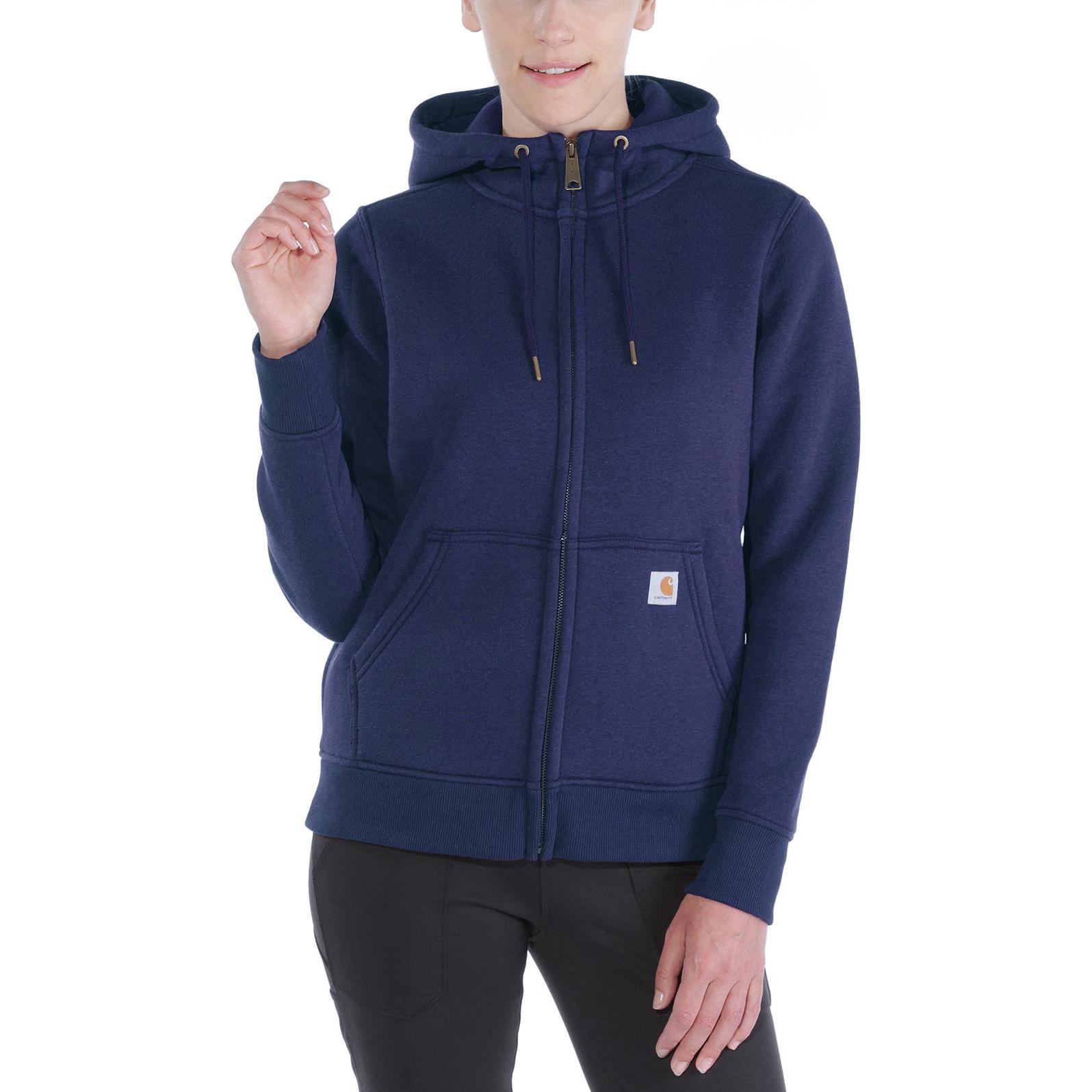 Carhartt, Donne, Felpa + Maglione, Felpa con cappuccio Clarksburg con zip intera, donna, navy, taglia S, Blu, (S)