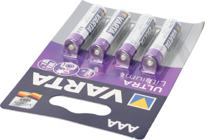 Produktbild Varta Lithium Batterie AAA, Micro, FR03, 6103, Ultra Lithium, 1,5V, 4er-Blister (4 Stk., AAA, 1100 mAh)