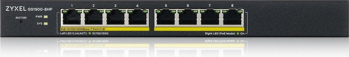 Actual product image Zyxel GS1900-8HP V3 (8 Ports)