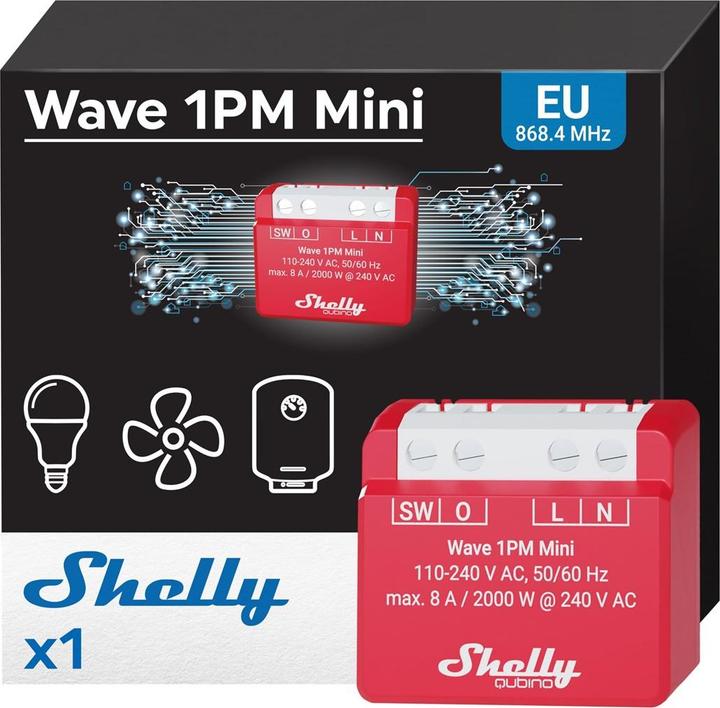 Produktbild Shelly Wave 1PM Mini EU LR (Schaltaktor)
