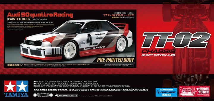 Immagine prodotto Tamiya 1/10RC Audi 90 quattro Racing Painted Body (TT-02) (Kit)