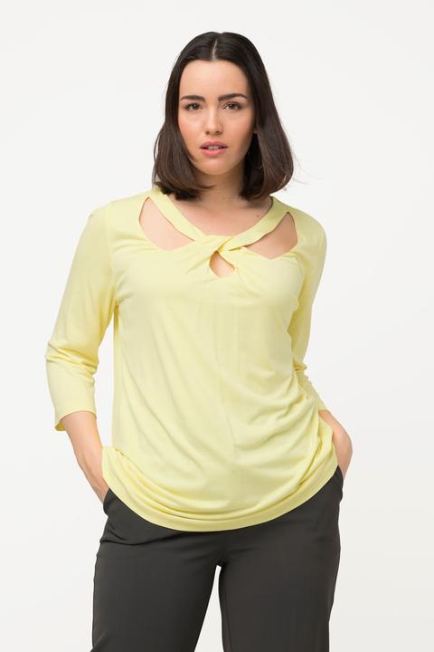 Immagine prodotto Ulla Popken Maglia classica con aperture, scollo a girocollo e maniche a 3/4 (50, 52)