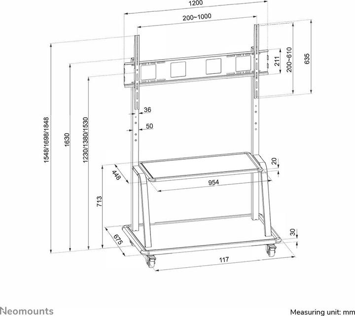 Actual product image Neomounts TV Trolley NS-M4000BLACK Black (100", 150 kg)