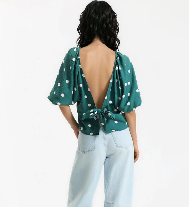 Immagine prodotto La Redoute Collections Bluse mit Rundhalsausschnitt Puffärmel mit Punkten (40)