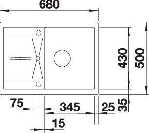 Actual product image Blanco Metra 45 S Compact (Fitted sink with draining board, 68 cm, 50 cm)